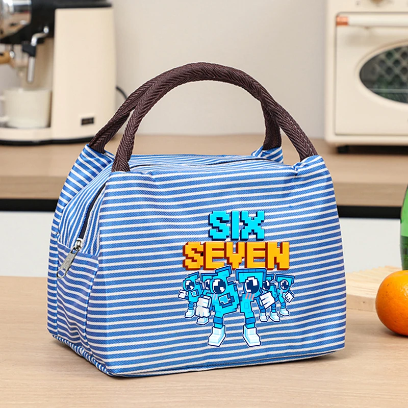 

67 Six Seven Steal A Brainrot Lunch Bog Cute Cartoon Anime Bento Bags Portable Stylish Large Capacity Lunch Pouch Picnic Bag New