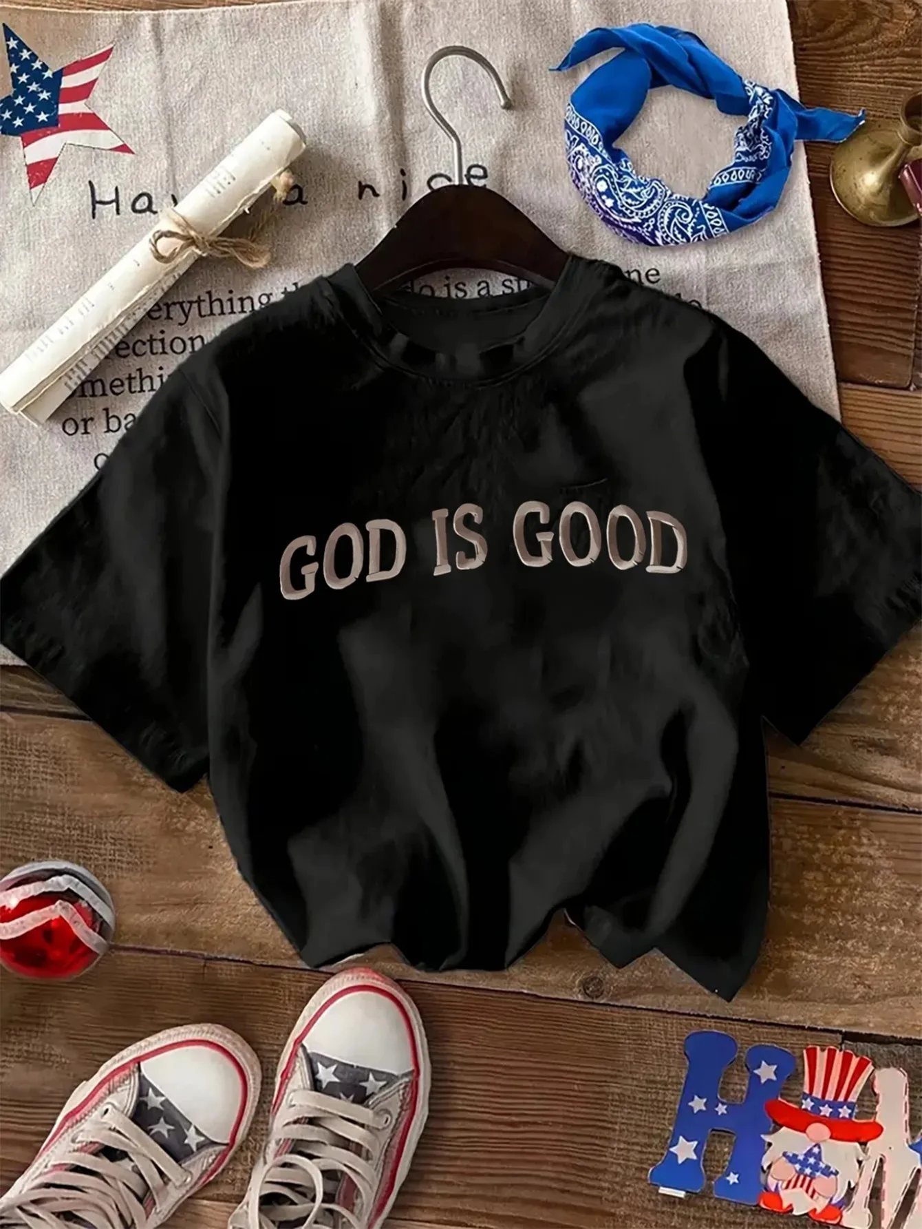

Women's God Is Good Graphic Cotton T-Shirt - Casual Loose Fit Short Sleeve Round Neck Tee, Breathable Summer Top for Daily Wear