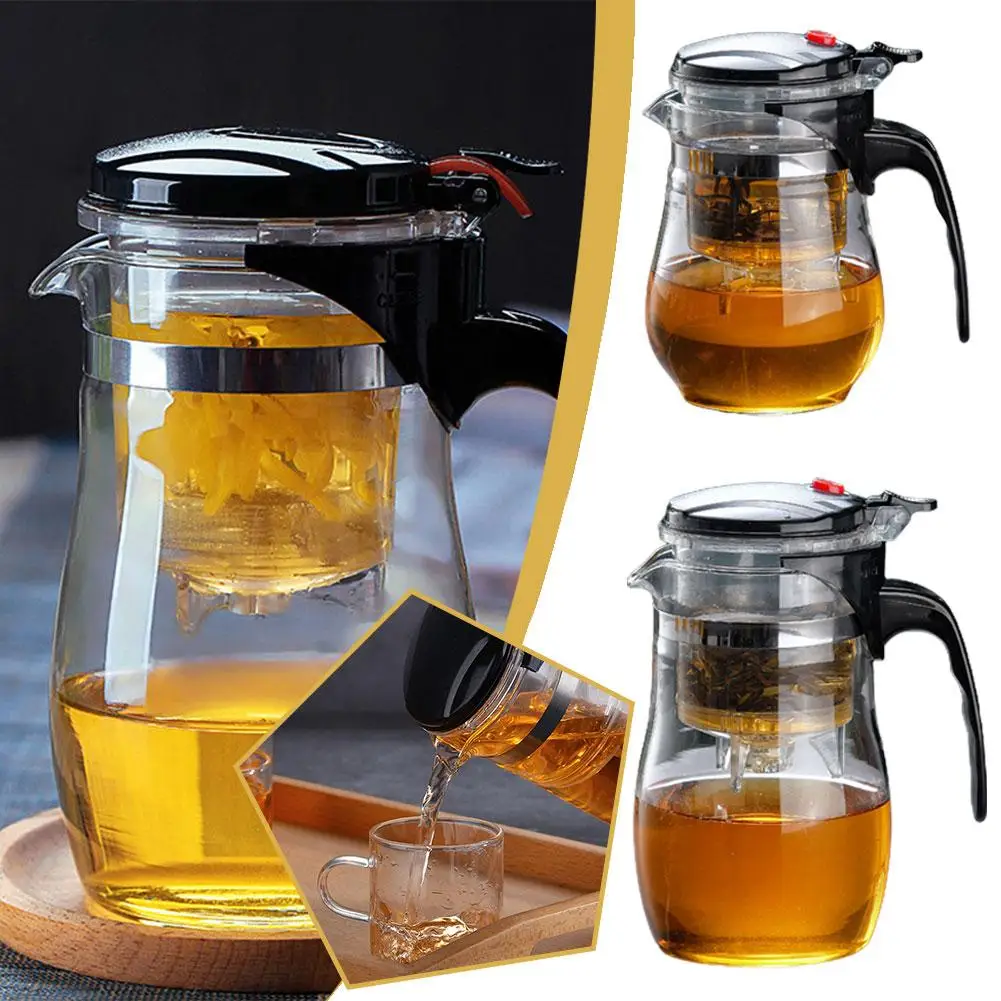 Heat Resistant Glass Teapot One-click Filtering Tea Pot Tea Water Separation Filter Tea Maker Coffee Pot Home Flower Teaware
