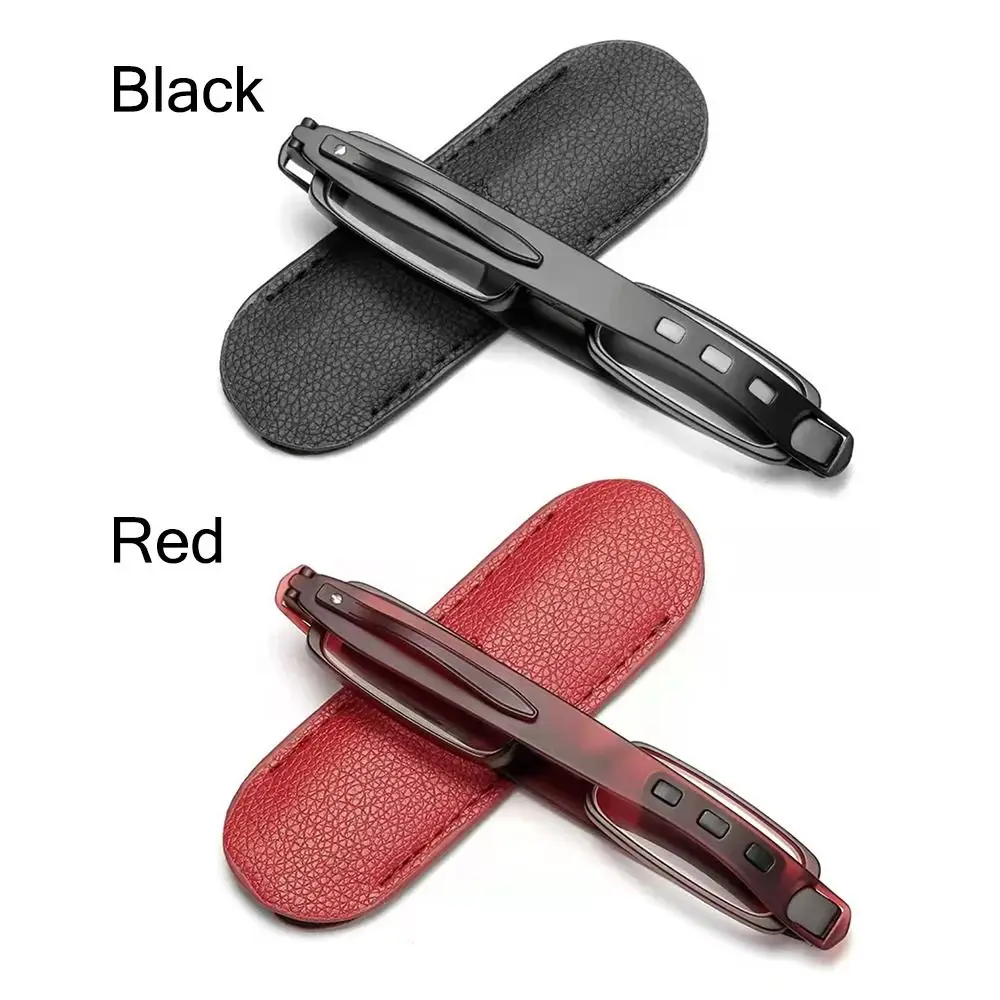 +1.0~+4.0 ミニポケットペンクリップリーダー老眼メガネレザーケース付きアンチブルーライト折りたたみポータブル老眼鏡