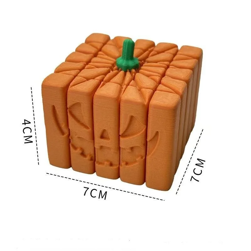 

New Halloween Creative Ornament- 3D Printed Pumpkin Block Cube, Stress Relief Toy for Kids, Desktop Decoration & Festival Gift