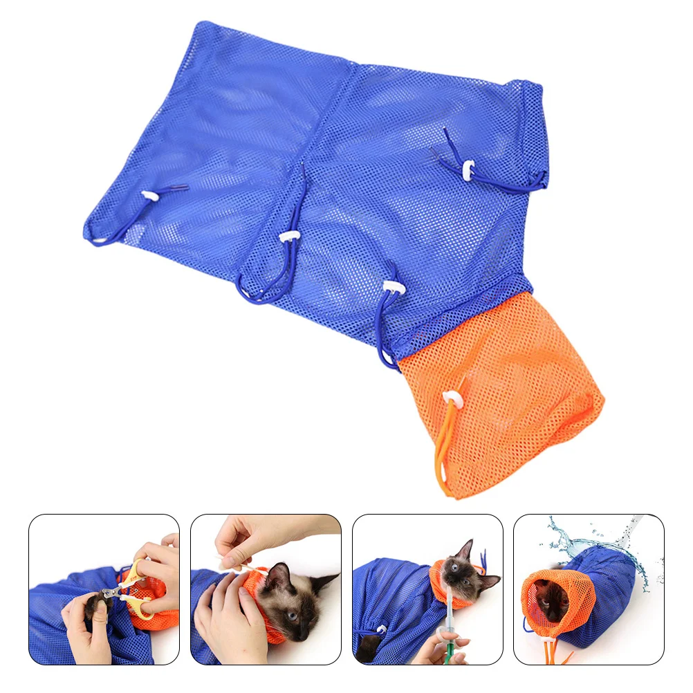 

Cat Bathing Bag Adjustable Mesh Pet Grooming Restraint For Washing Nail Trimming Cleaning Injection Scratch Resistant