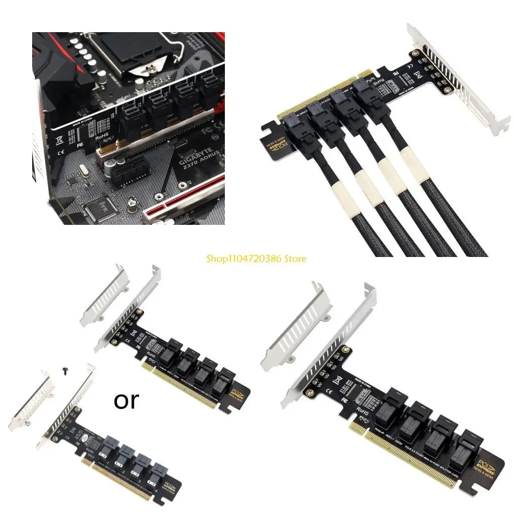 K0EA PCIE to U.2 NVME Adapter Card PCIe X16 to 4-Port U.2 NVME Expansion Adaptor