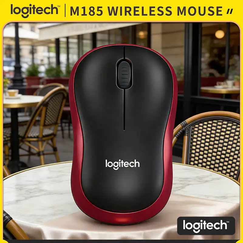 

Logitech M185 Wireless Optical Mouse with USB Receiver Smooth Scrolling Comfortable Shape Black Grey