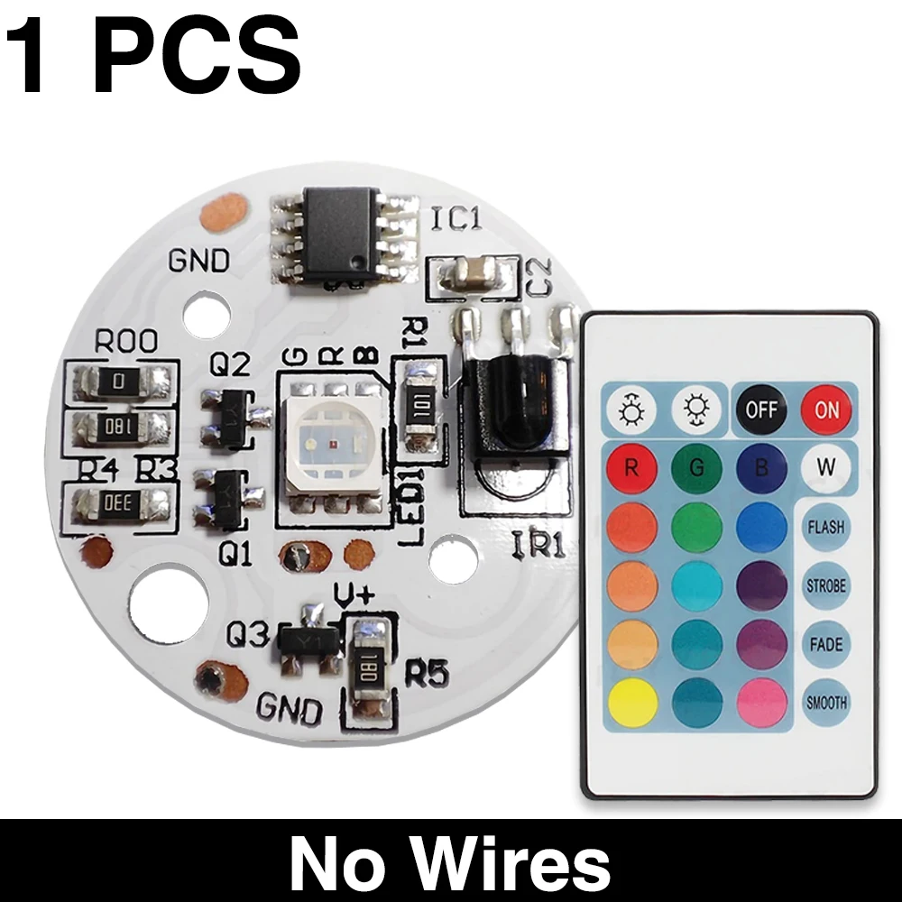 5V Niskonapięciowe światła LED Kolorowa płytka lampy RGB 3W Kolorowe źródło gradientu IR 24-klawiszowy bezprzewodowy zdalny przełącznik