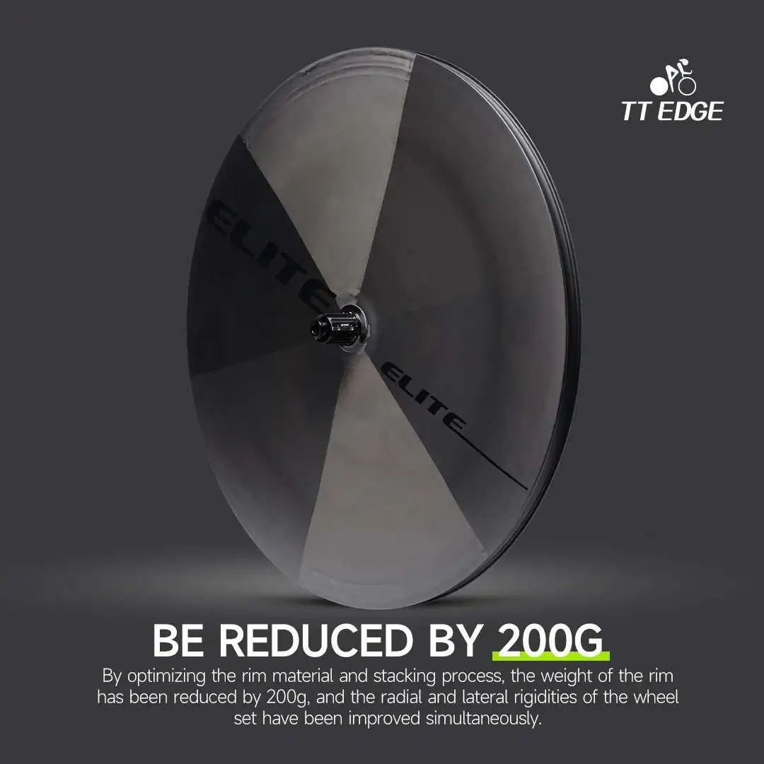 ELITEWHEELS EDGE TT عجلات القرص UD الخام نسج 1050 جرام الوزن 50T اسئلة السيراميك تحمل المنافسة الصف ألياف الكربون عجلات القرص