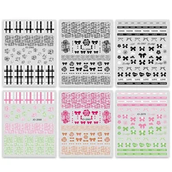 Little Fresh Theme Nail Stickers High-end Plaid Pattern Bow Black Rose INS Love Text Design Nail Art Decoration Decals