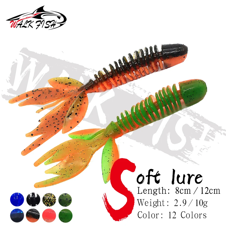 WALK FISH Bass Catch 80mm 120mm Fishing Soft Lure Jig Wobblers Swimbait Silicone Baits Shrimp Bass Perch Lure Artifical Bait