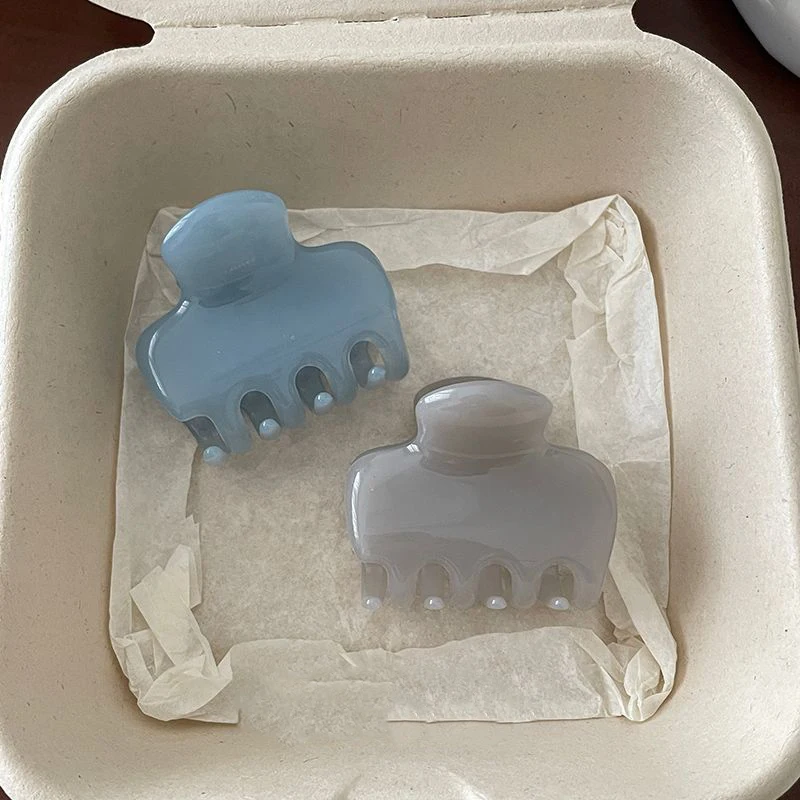 Korean Marbled Plastic Hair Claw Clips Mini Strong Hold Jaw Clamp Pastel Multi‑Color For Ladies Fine Hair Daily Hair Decor - view 3