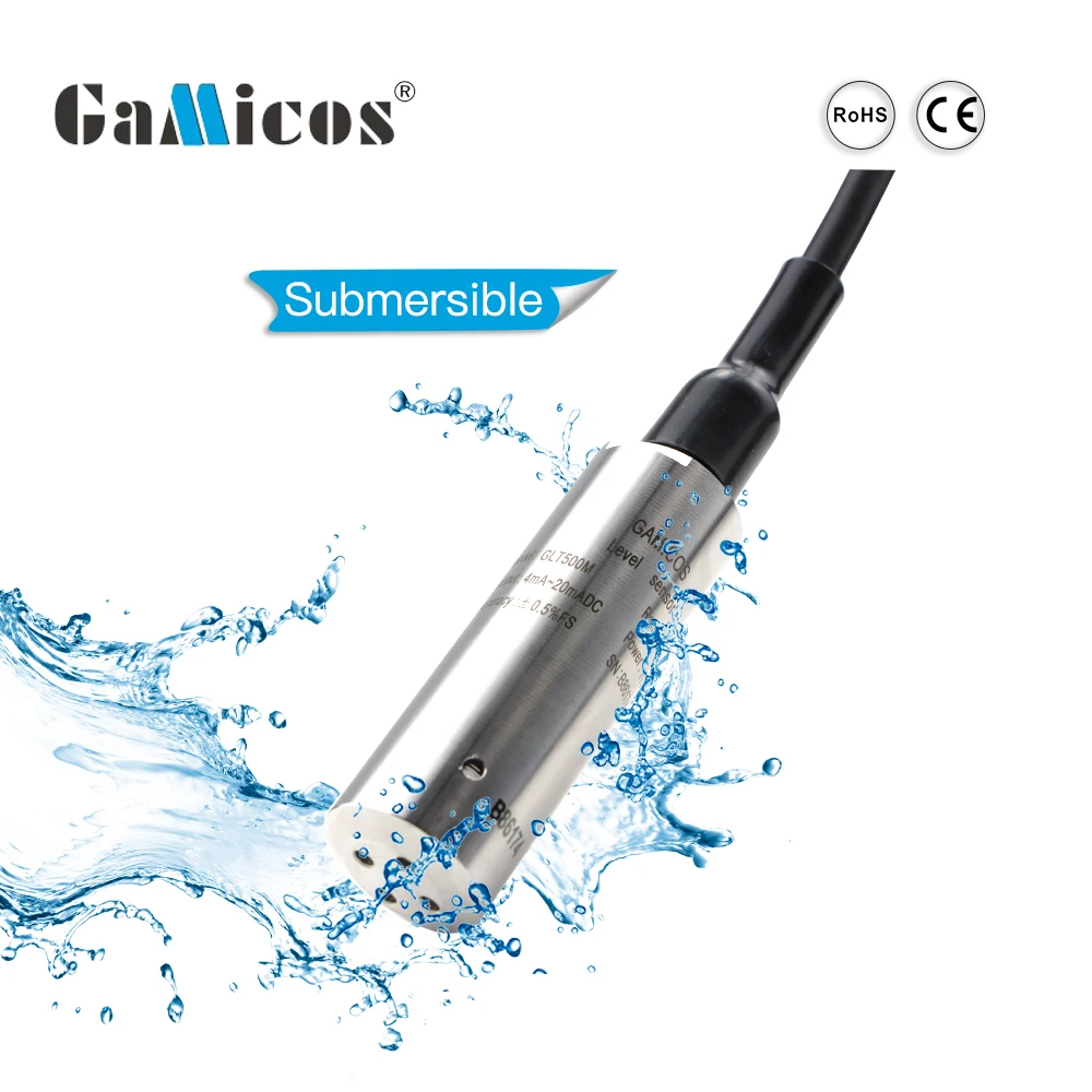 GLT500 analog 3.3v 4-20mA rs485 hydrostatic smart submersible stainless steel 316 tank water level sensor