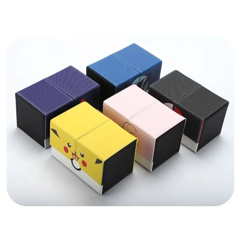 Pokemon PTCG Gengar Squirtle Jigglypuff Ash Ketchum Self Made Leather Card Box Anime Classics Game Collection Cards Toy Gift