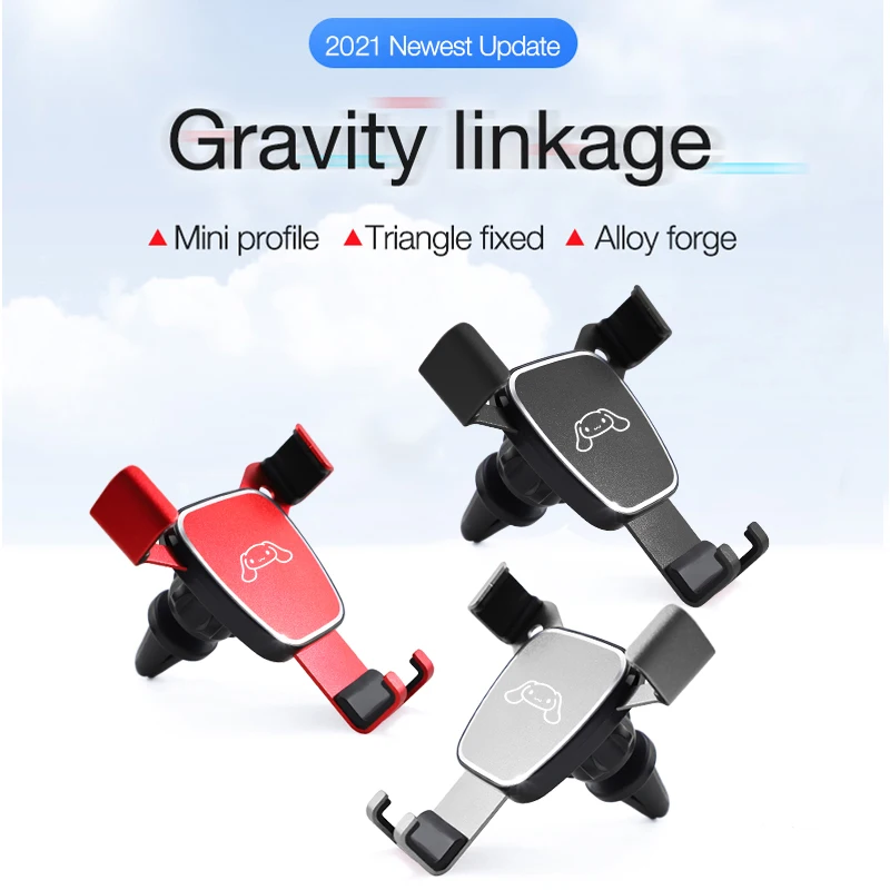 1 قطعة سانريو مرحبا كيتي Kuromi شعار هاتف السيارة منفذ الهواء لطيف الكرتون سيارة الملاحة دعم خاص سيارة الداخلية كتيفة ثابتة #6