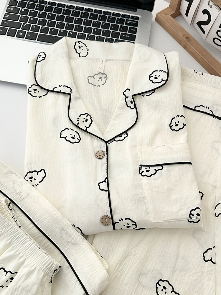 Брюки для пар, женские весенне-летние брюки ort Sve, длинные брюки Cloud Cotton, милая маленькая собачка, осенние длинные све, мужские домашние брюки...