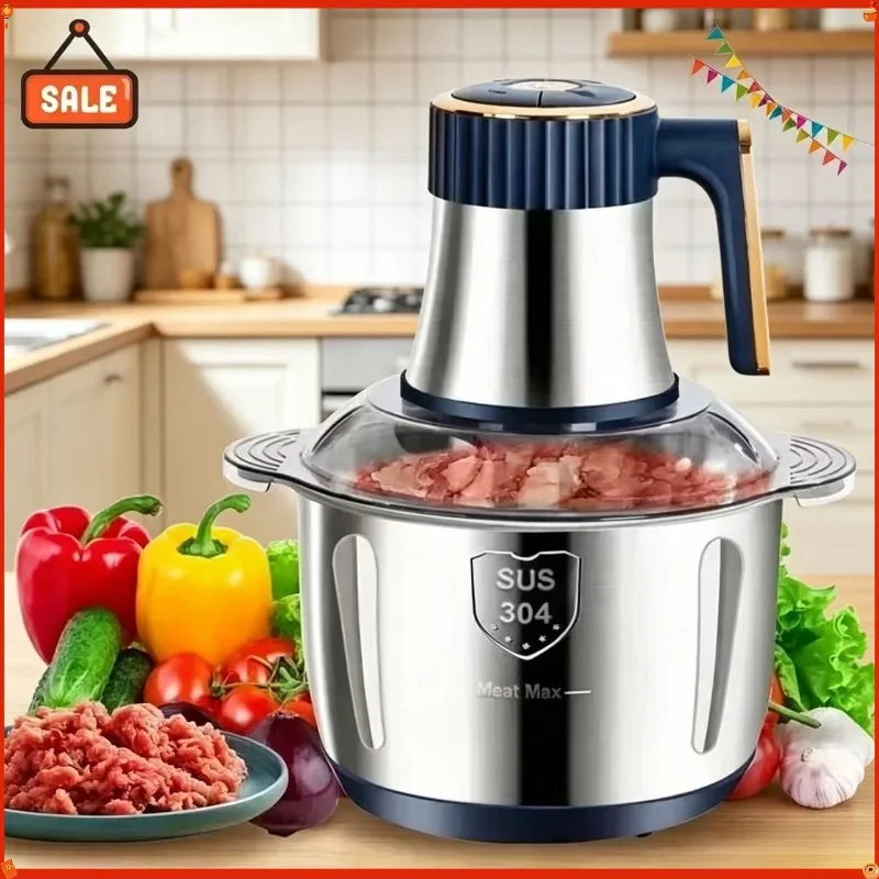 2026 New 5L Electric Meat Grinder Multifunctional Food Chopper Stainless Steel Vegetable Slicer Processor Kitchen Blender