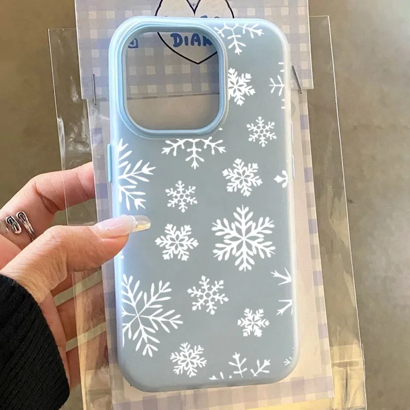 Simple White Snowflake Phone Case For Samsung Galaxy S26 S25 S24 S23 Ultra S21 FE S22 Plus A57 A56 A55 A54 A34 A36 A35 A37 Cover