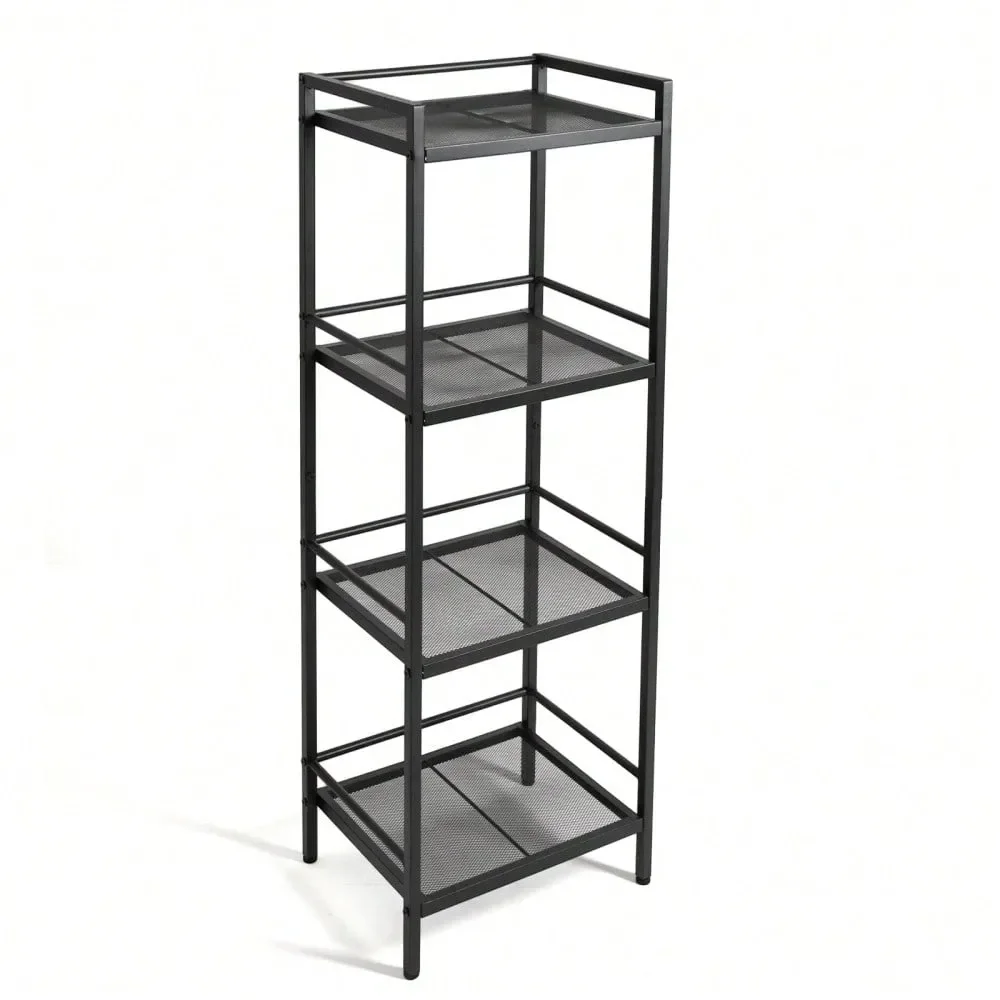 

4 Tier Slim Storage Shelf,Metal Shelving Unit,Bathroom Storage Organizer,Freestanding Narrow Shelf For Small Spaces,Multifuncti