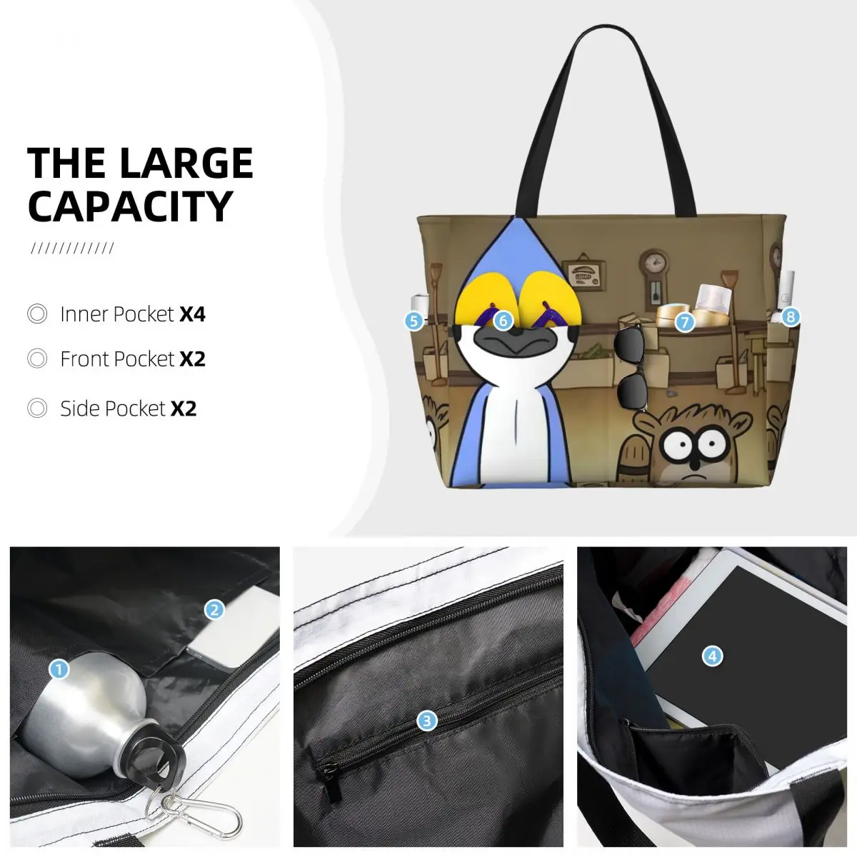 Mordecai y Rigby bolso de playa deporte gimnasio Yoga Duffle bolso de mano grande bolso de viaje para mujer bolso de Fitness