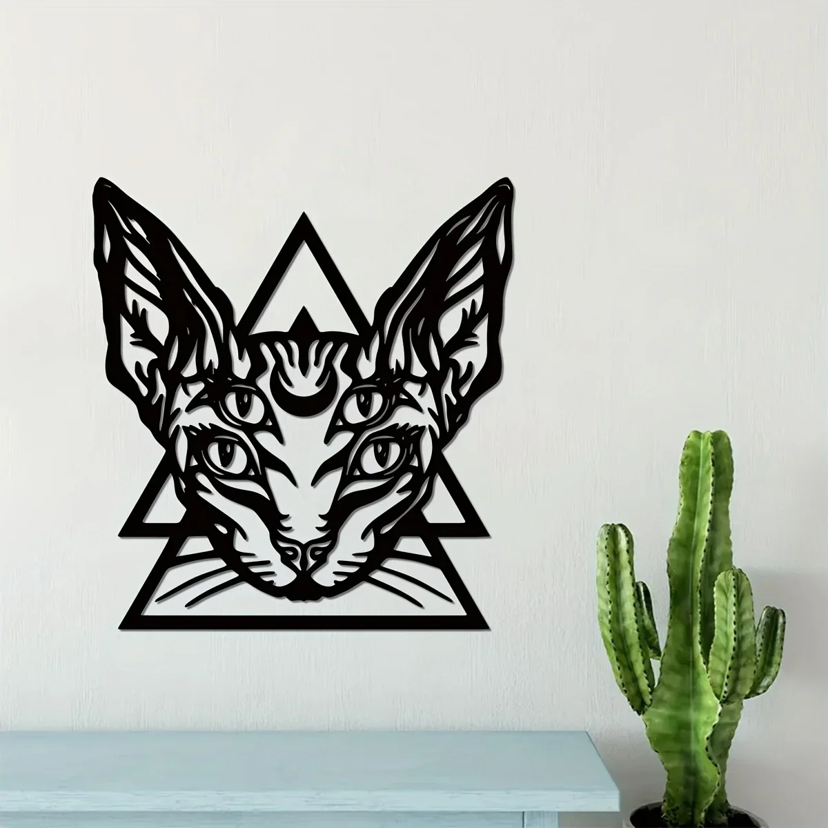 1pc Sphynx Cat Indoor Decoration, Goth Home Decor, Hairless Cat Metal Wall Art, Gothic Room Decor, Wall Art Gift,Metal Wall Art