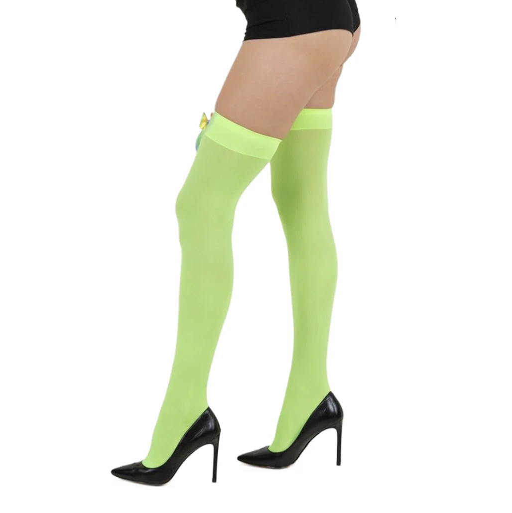 التدرج قوس قزح Bowknot الأخضر المخملية جوارب موضة 120D لينة الدافئة جوارب طويلة إلى الركب medias de mujer #3