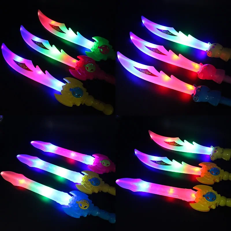 Children Luminous Sword Toys Boy LED Coloured Lights Axe Wolf Fang Stick Creativity Funny Kids Birthday Gift Glow Party Supplies