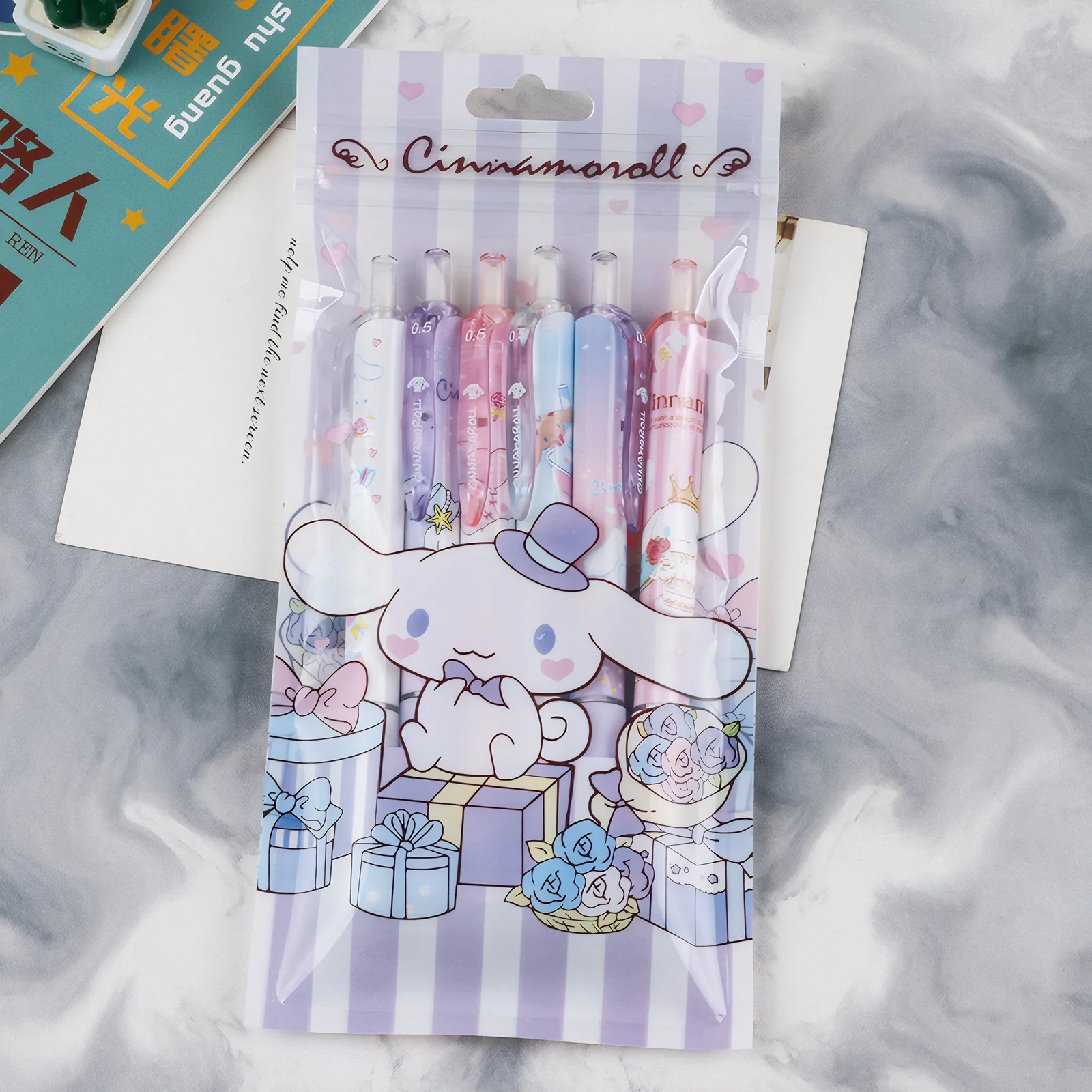 6 قطعة سانريو مرحبا كيتي كورومي هلام القلم الكرتون لطيف ميلودي سينامورول الصحافة القلم 0.5 مللي متر الأسود الملء لوازم مكتبية المدرسة
