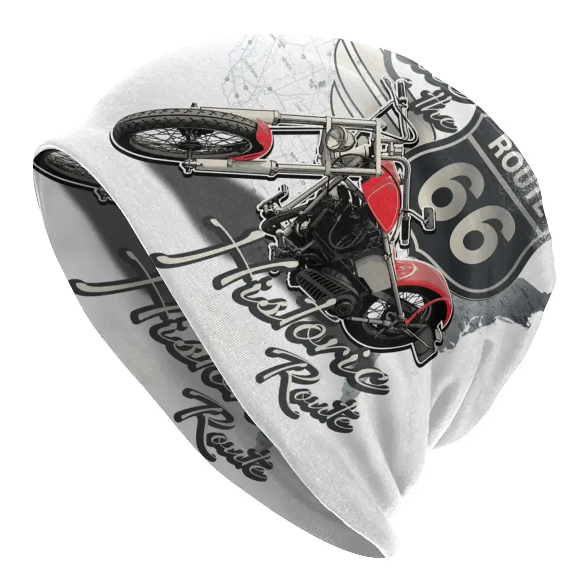 Unisex Winter Warm Bonnet Femme Knitted Hats US 66 Biker Beanie Cap Outdoor Route 66 America Highway Motorcycle Beanies Caps