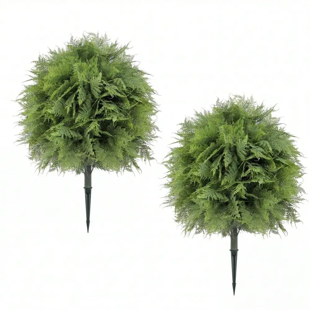 

Studyset 2 Pack Artificial Fern Stake Topiary Trees, Fake Ball Plants With Ground Stakes, UV Resistant Faux Greenery For Indoor Outdoor Patio Garden Yard Home Decor