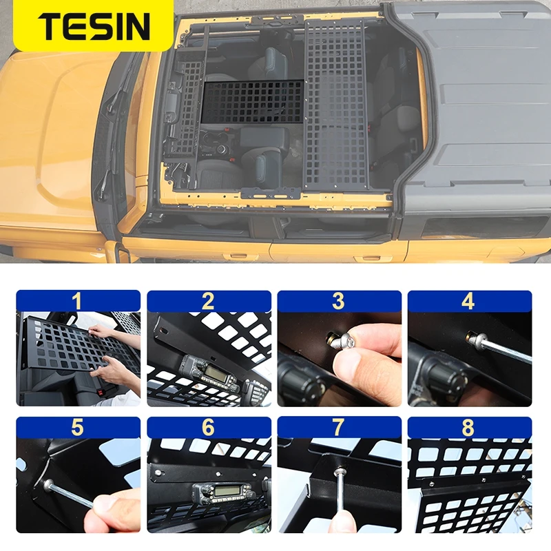 TESIN Multifunctional Car Roof Extension Bracket Luggage Storage Rack For Ford Bronco 2021 Up Cargo Shelf Interior Accessories