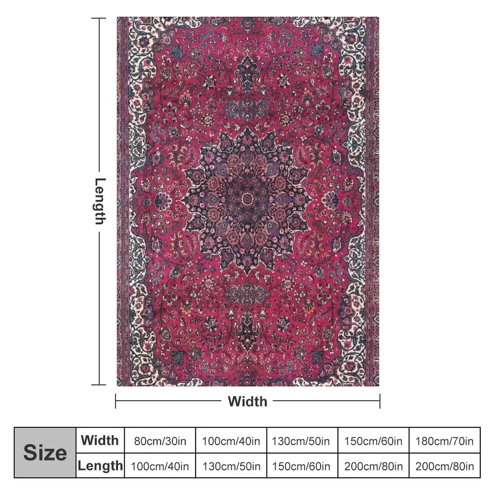 Saber Meshed Persian Carpet Print Throw Blanket Comforter Bed Fashionable Blankets