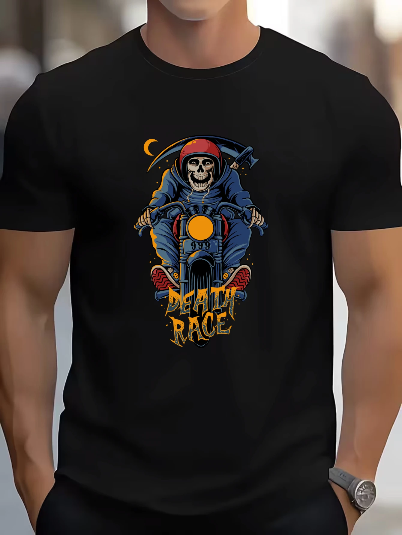 

Men's Vintage Oni Mask T-Shirt Japanese Gothic Retro Casual Streetwear Cotton Tops