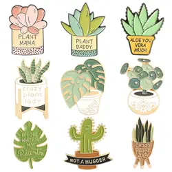 Potted Plant Brooch Monstera Aloe Vera Plant Brooch Clothing Accessories Cactus Badge Cactus Lapel Pins Cartoon Cactus Brooch