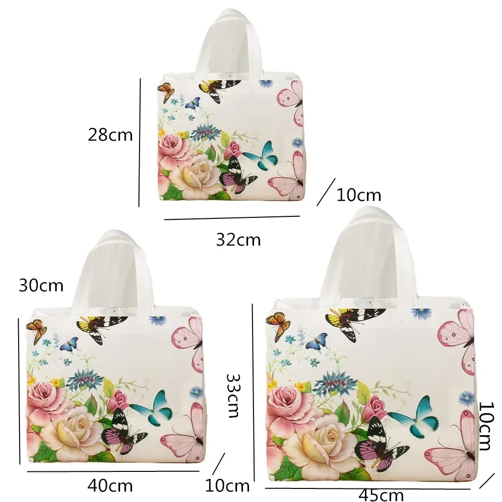 Bolsa de compras de tela no tejida con estampado de mariposas XXXXX, bolsa de mano reutilizable plegable, bolsa de almacenamiento impermeable, comestibles de viaje para mujer