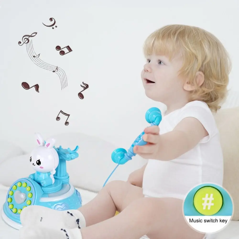 Funny Retro Musical Rabbit Telephone Cartoon Playing House Simulation Phone Early Education Lights Sound Learning Children's