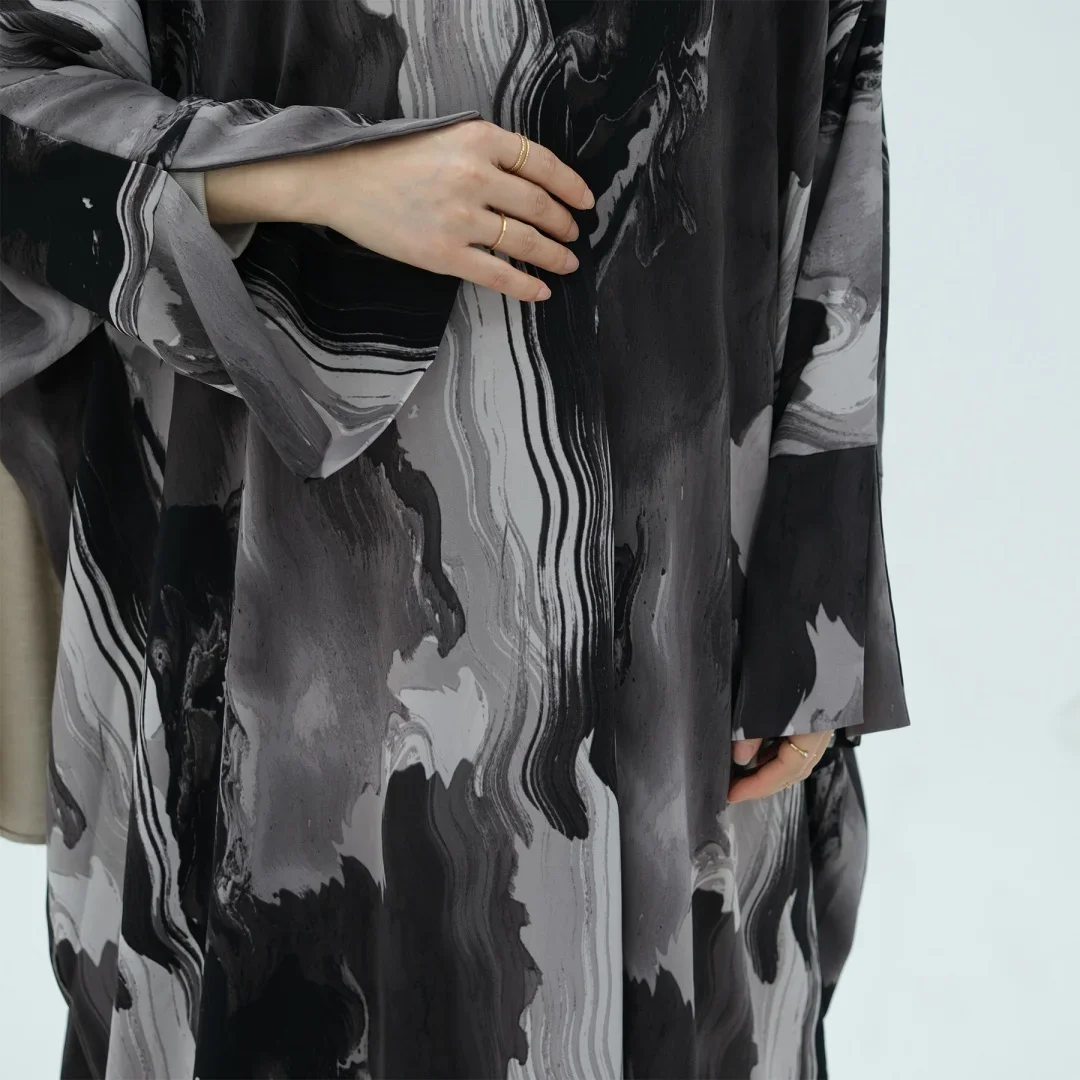 Ramadan Eid Maxi Tie-dye Batwing Open Kimono Abaya Damen Dubai Muslim Abayas For Women Kaftan Islamic Clothing Kebaya Robe Femme