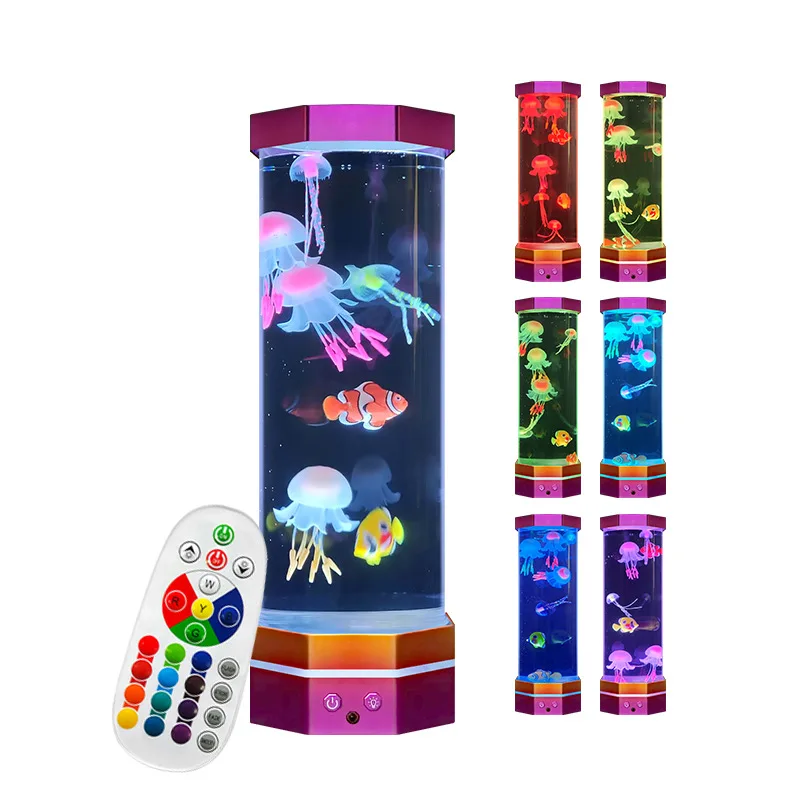 15 inches Jellyfish Lamp with Remote Control, Night Light, 17-Color Changing RGB Desk Lamp, USB Powered
