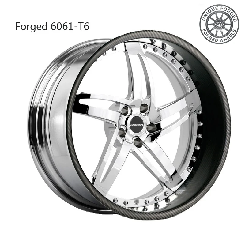 

New model of 262 Piece Forged Wheels Silver Polished Deep Concave Rims Custom 5 Spoke Wheels for Off Road Pickup Trucks