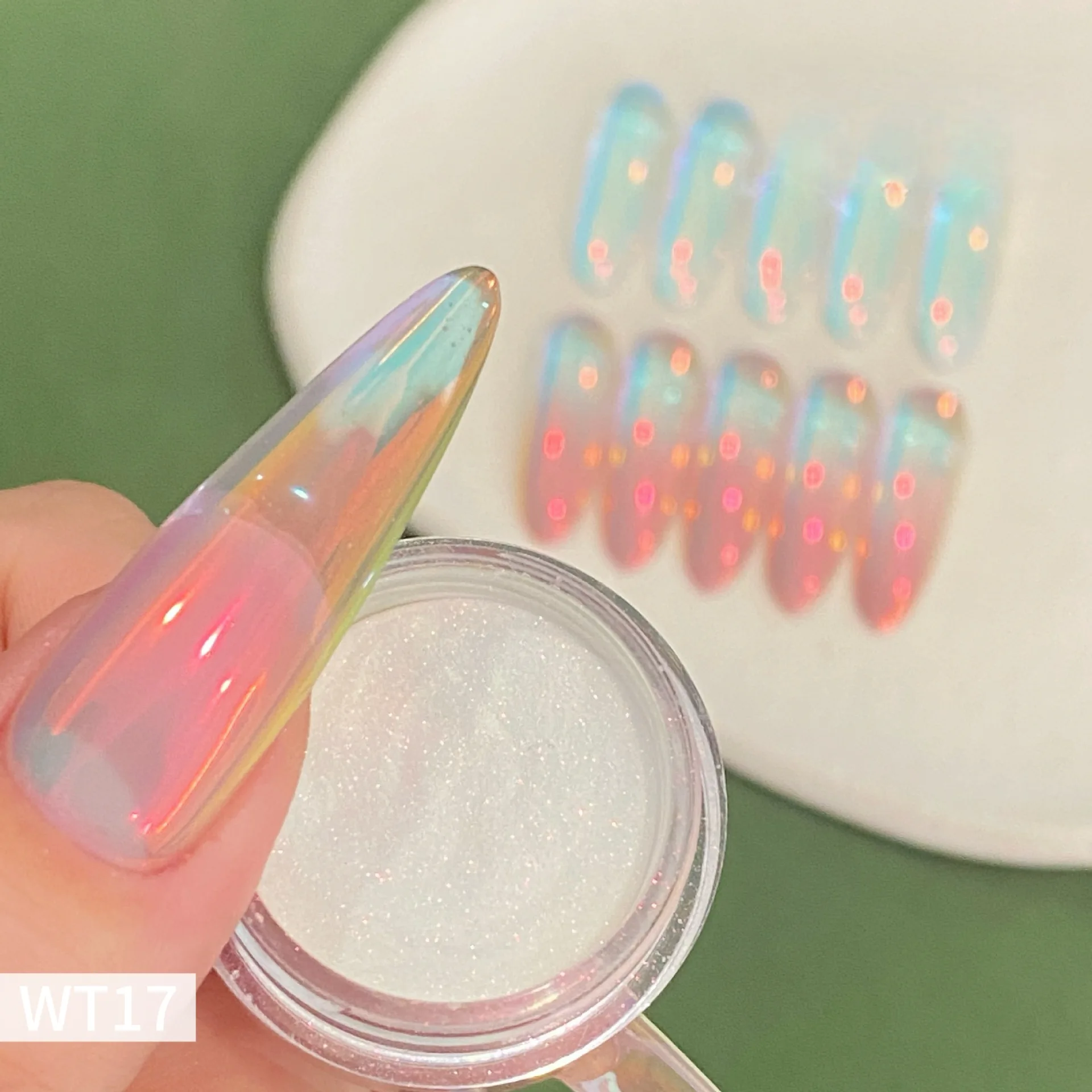 Nail Art High Transparency Filling Light Crystal Plating Powder Sunset Orange Aurora Fairy Powder Bright Plated Moonlight Nails