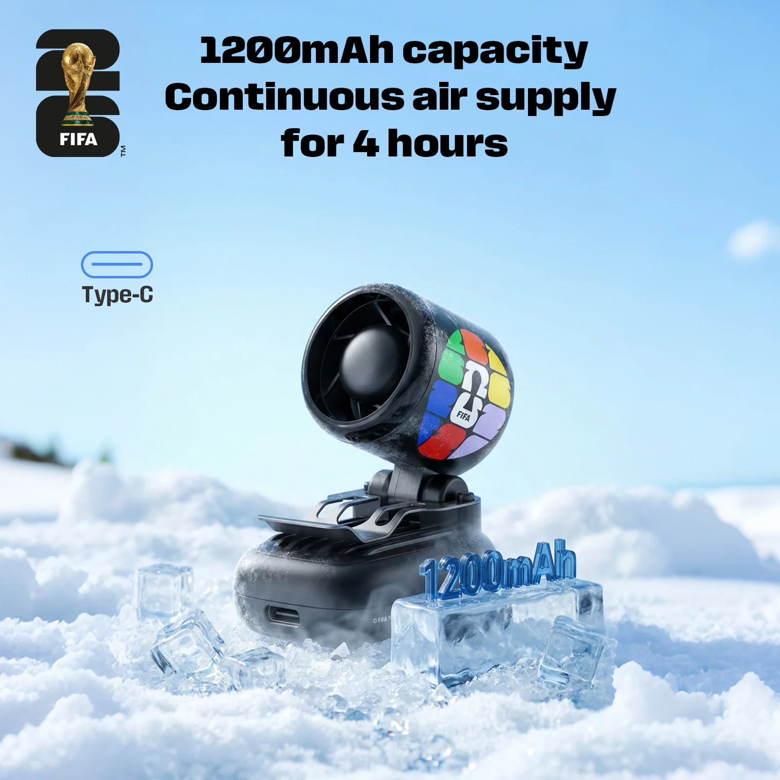 

2026 FIFA World Cup FIFA-F26F02 Clip on Fan USB Rechargeable Portable Fan 3 Speed Personal Desk Fan for Office Bedroom