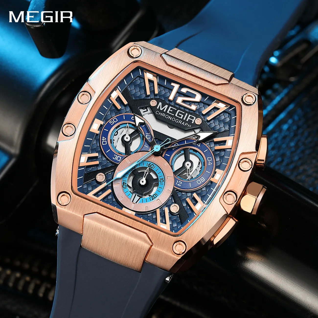 MEGIR Original Fashion Mens Watches Sport Military Chronograph Calendar Silicone Strap Quartz Wristwatch Relogio Masculino 8112