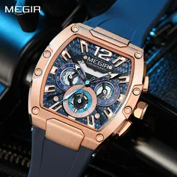 MEGIR Original Fashion Mens Watches Sport Military Chronograph Calendar Silicone Strap Quartz Wristwatch Relogio Masculino 8112