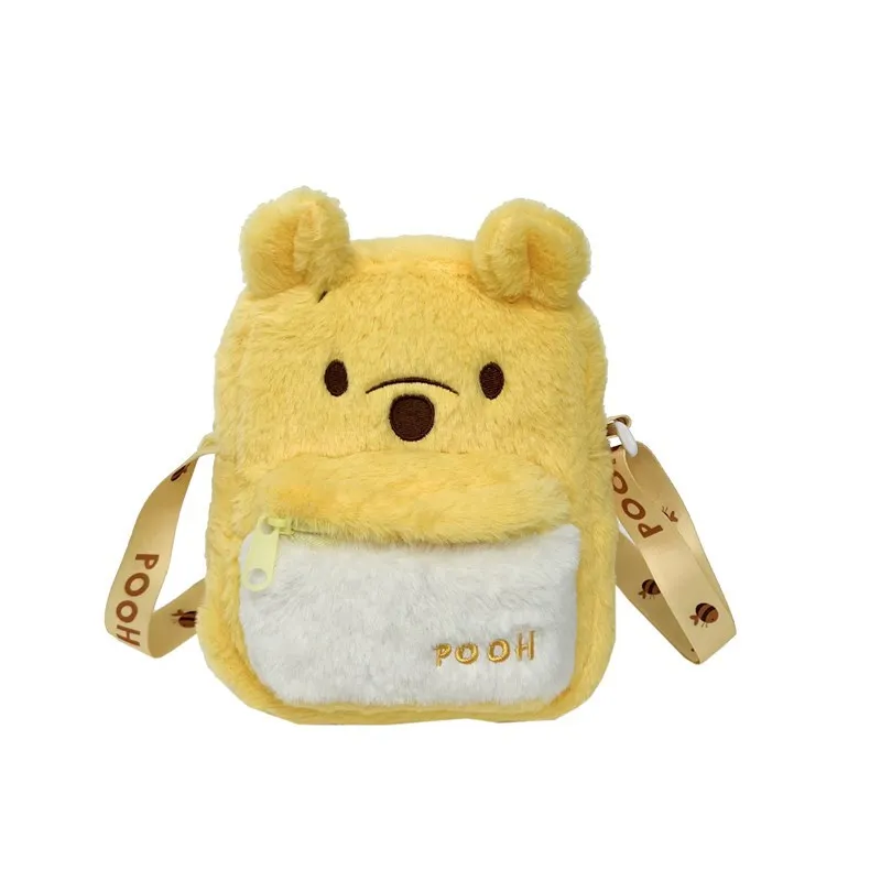 New Winnie the Pooh Plush Coin Purse Crossbody Bag for Girls Kids Cute Cartoon Student Small Shoulder Bag Gift