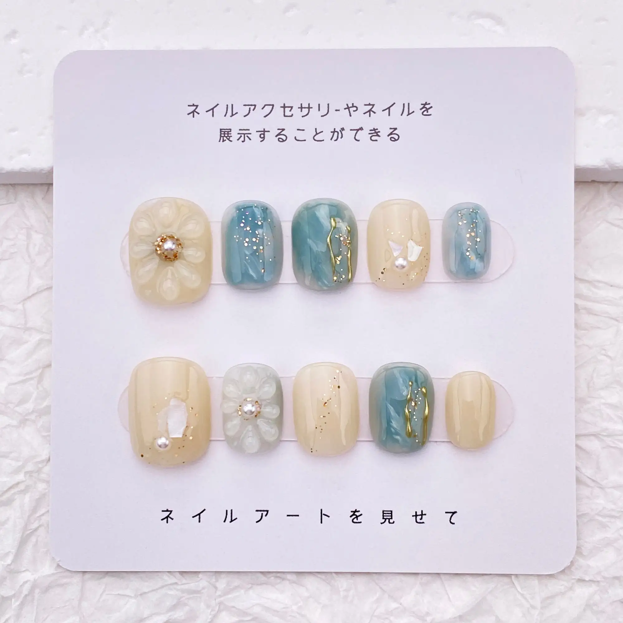 Beautiful 3d Flower Nails/Simple Easy Nail Art/Handmade Press on Nails/Elegant Short Floral Nails/Japanese Light Blue Soft Nails