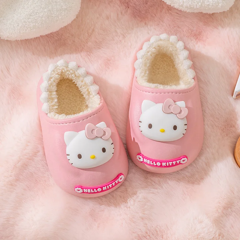 سانريو فتاة سينامورول Kawaii موضة الشتاء نعال من القطن طالب الكرتون الصوف مبطن الدفء الطفل النعال نمط جديد #4