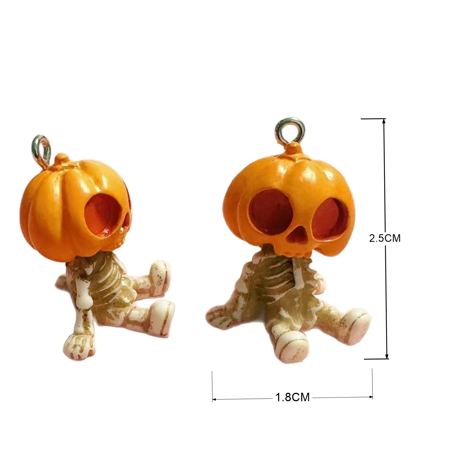 1/2PCS Halloween 3D Pumpkin Skull Resin Pendant DIY Keychain Earrings Necklace Pendant Accessories