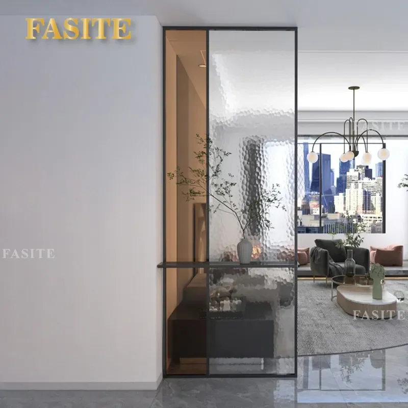 For Modern Simple Changhong Glass Screen Stainless Steel Water Ripple Partition Wall for Living Room Bathroom Entrance