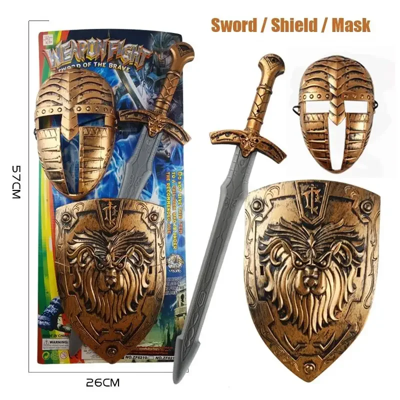 2024 Neuankömmling Kind Ritter Kostüm Jungen Ritter Cosplay für Halloween Karneval Schwert Schild Stulpen Set Spielzeug für Kinder