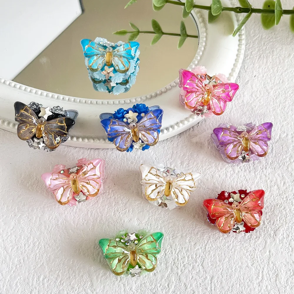 

Cordial Design 30Pcs 23*32MM Connectors/DIY Beads/Rhinestone Effect/Hand Made/Jewelry Accessories/Butterfly Shape/Resin #19126