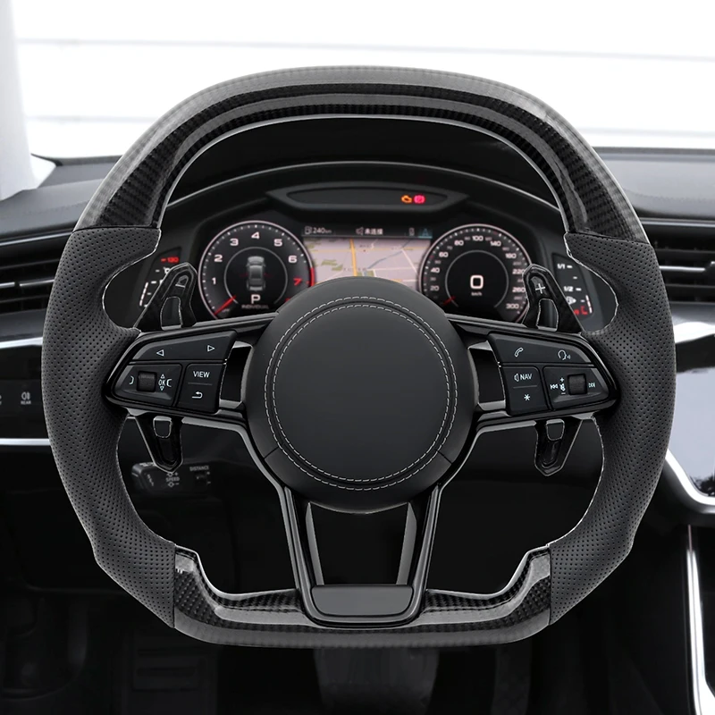 Modyfikacja kierownicy karbonowej w stylu square do Audi A3 A4 A5 A6 A7 A8 S3 S4 S5 S6 S7 S8 Q3 Q5 Q7 Q8 R8 RS RS3 RS4 RS5 RS6 RS7