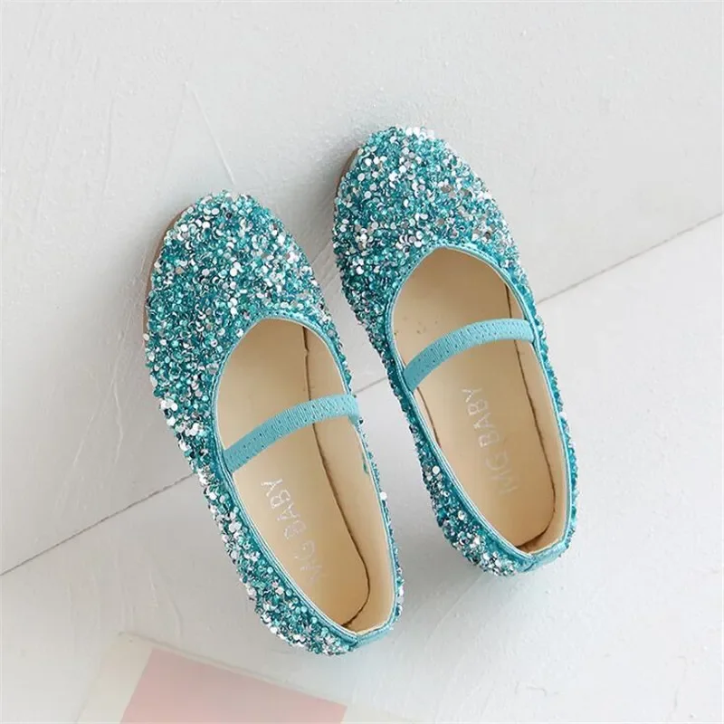 

Girls Sequin Crystal Show Shoes Fashion Girl Princess Flat Heel Loafers Baby Performance Shoe