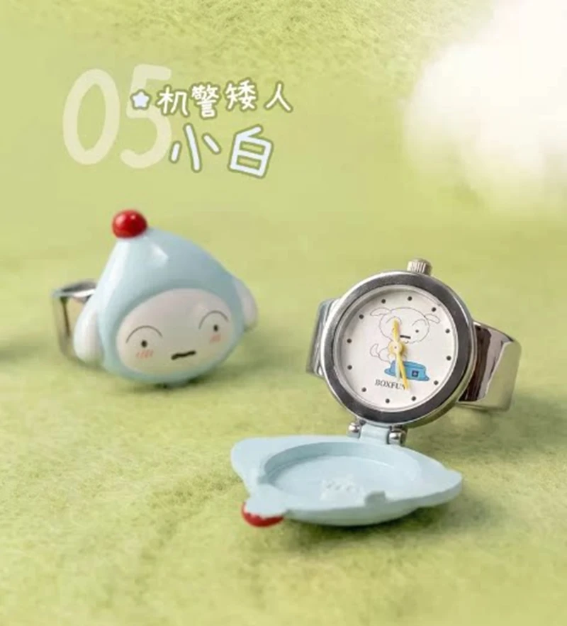 Genuine BOXFUN Crayon Shin‑Chan Dwarf Fairy Tale Series Ring Watch Blind Box Flip‑Open Ring Watch Cute Anime Collectible Decor view 6